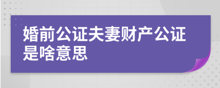 婚前公证夫妻财产公证是啥意思