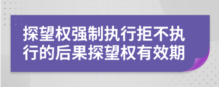 探望权强制执行拒不执行的后果探望权有效期