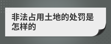 非法占用土地的处罚是怎样的