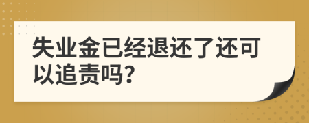 失业金已经退还了还可以追责吗？