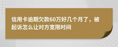 信用卡逾期欠款60万好几个月了，被起诉怎么让对方宽限时间