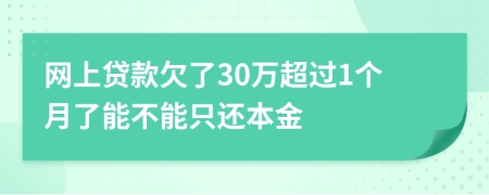 网上贷款欠了30万超过1个月了能不能只还本金