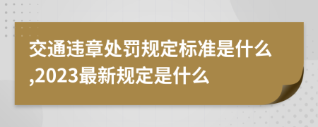 交通违章处罚规定标准是什么,2023最新规定是什么