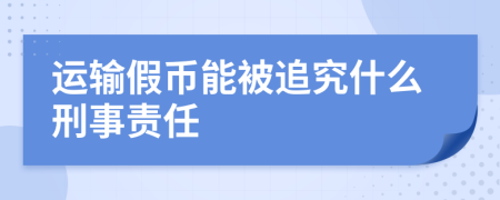 运输假币能被追究什么刑事责任