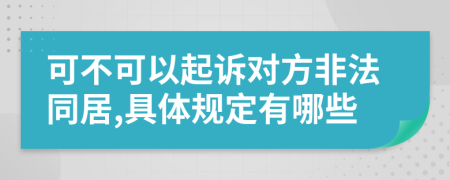 可不可以起诉对方非法同居,具体规定有哪些