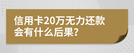 信用卡20万无力还款会有什么后果？