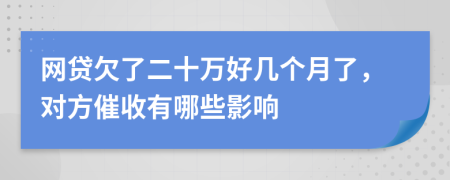 网贷欠了二十万好几个月了，对方催收有哪些影响