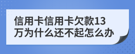 信用卡信用卡欠款13万为什么还不起怎么办