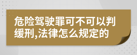 危险驾驶罪可不可以判缓刑,法律怎么规定的