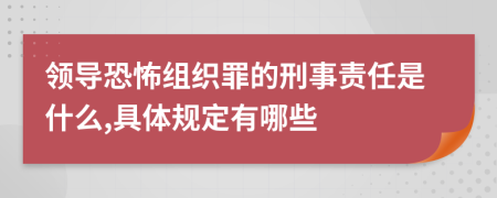 领导恐怖组织罪的刑事责任是什么,具体规定有哪些