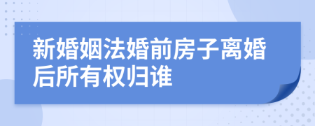 新婚姻法婚前房子离婚后所有权归谁