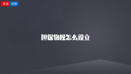 担保物权怎么设立