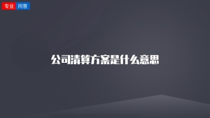 公司清算方案是什么意思