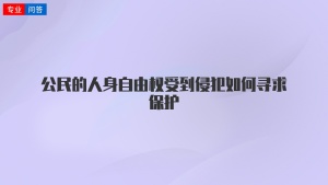 公民的人身自由权受到侵犯如何寻求保护