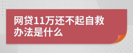 网贷11万还不起自救办法是什么