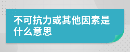 不可抗力或其他因素是什么意思