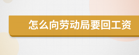 怎么向劳动局要回工资