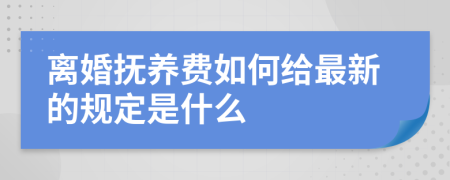 离婚抚养费如何给最新的规定是什么