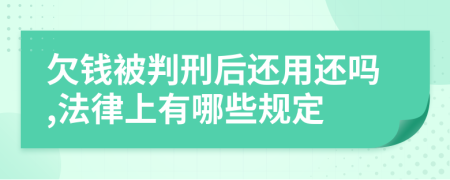 欠钱被判刑后还用还吗,法律上有哪些规定