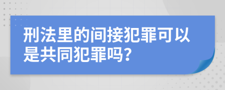 刑法里的间接犯罪可以是共同犯罪吗？