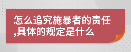 怎么追究施暴者的责任,具体的规定是什么