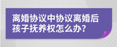 离婚协议中协议离婚后孩子抚养权怎么办？