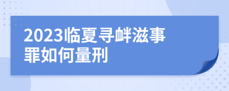 2023临夏寻衅滋事罪如何量刑