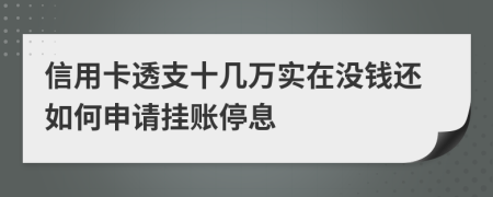 信用卡透支十几万实在没钱还如何申请挂账停息