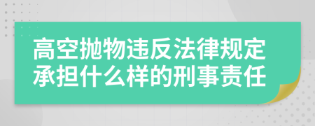 高空抛物违反法律规定承担什么样的刑事责任