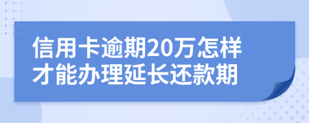 信用卡逾期20万怎样才能办理延长还款期
