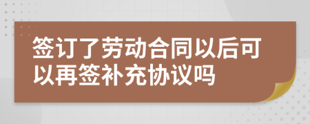 签订了劳动合同以后可以再签补充协议吗