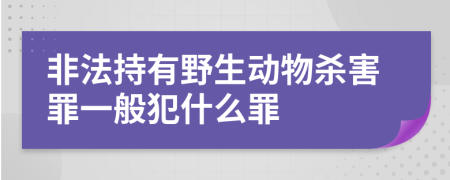 非法持有野生动物杀害罪一般犯什么罪