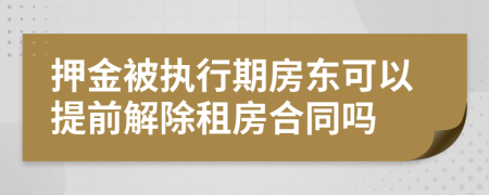 押金被执行期房东可以提前解除租房合同吗