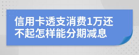 信用卡透支消费1万还不起怎样能分期减息