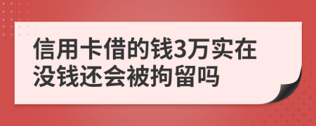 信用卡借的钱3万实在没钱还会被拘留吗