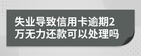 失业导致信用卡逾期2万无力还款可以处理吗