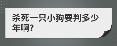 杀死一只小狗要判多少年啊？