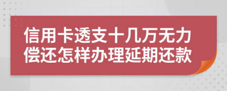 信用卡透支十几万无力偿还怎样办理延期还款