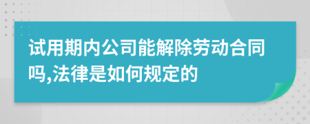 试用期内公司能解除劳动合同吗,法律是如何规定的