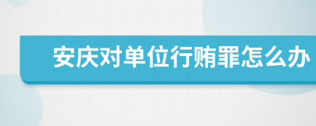 安庆对单位行贿罪怎么办