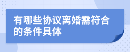 有哪些协议离婚需符合的条件具体