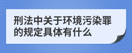 刑法中关于环境污染罪的规定具体有什么