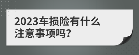 2023车损险有什么注意事项吗？