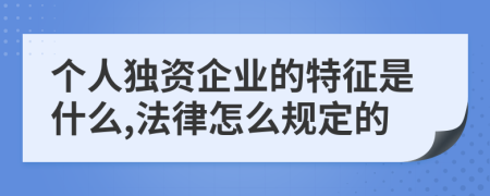 个人独资企业的特征是什么,法律怎么规定的