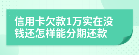 信用卡欠款1万实在没钱还怎样能分期还款