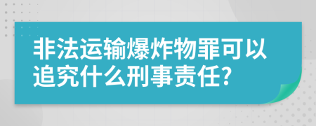 非法运输爆炸物罪可以追究什么刑事责任?