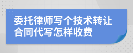 委托律师写个技术转让合同代写怎样收费