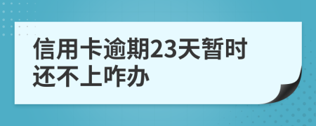 信用卡逾期23天暂时还不上咋办