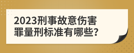 2023刑事故意伤害罪量刑标准有哪些？