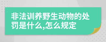 非法训养野生动物的处罚是什么,怎么规定